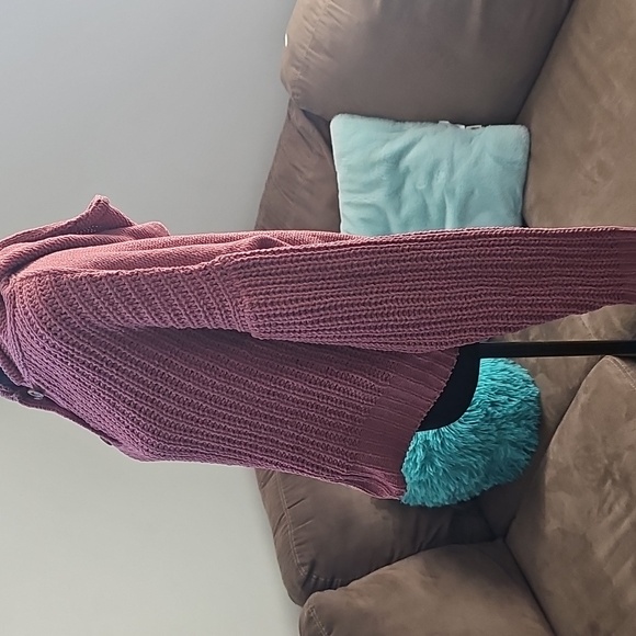 Poof! Pink Hooded Sweater Chenille Chunky Knit, Womens Medium - Picture 2 of 6